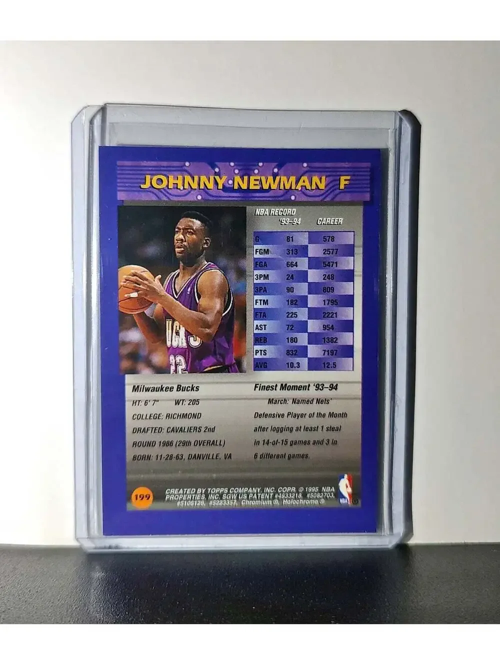 Johnny Newman 1994-95 Topps Finest #199 Basketball Card